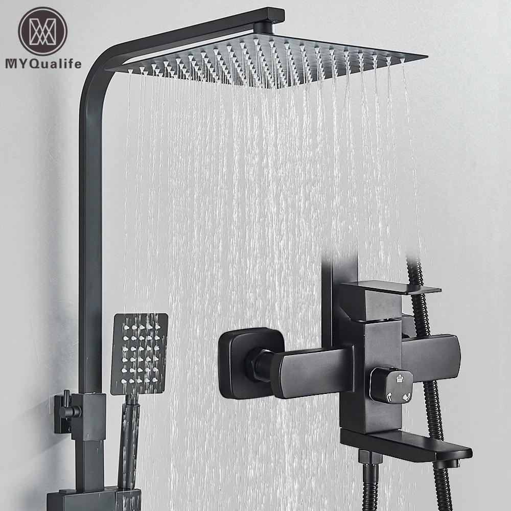 Matte Black Rainfall Shower Faucet Set 8 Inch Showerhead High Pressure Stainless Steel Bathtub Rotate Spout Bath Shower Mixer
Matte Black Rainfall Shower Faucet Set 8 Inch Showerhead High Pressure Stainless Steel Bathtub Rotate Spout Bath Shower Mixer