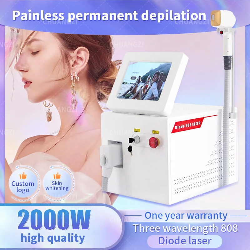 2000W 755 1064 808 Diode Laser Hair Removal Machine Permanent Painless With Cooling Head Epilator Salon CE 
2000W 755 1064 808 Diode Laser Hair Removal Machine Permanent Painless With Cooling Head Epilator Salon CE