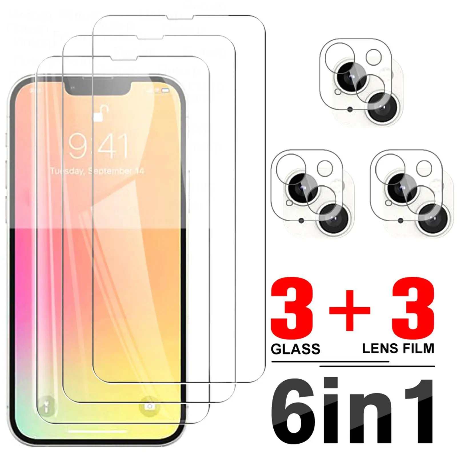 6in1 Tempered Glass For iphone 11 Screen Protector iphone 13 12 Pro Max 8 7 Plus XR X XS Max 12 13 Mini Camera Lens Glass Film
6in1 Tempered Glass For iphone 11 Screen Protector iphone 13 12 Pro Max 8 7 Plus XR X XS Max 12 13 Mini Camera Lens Glass Film