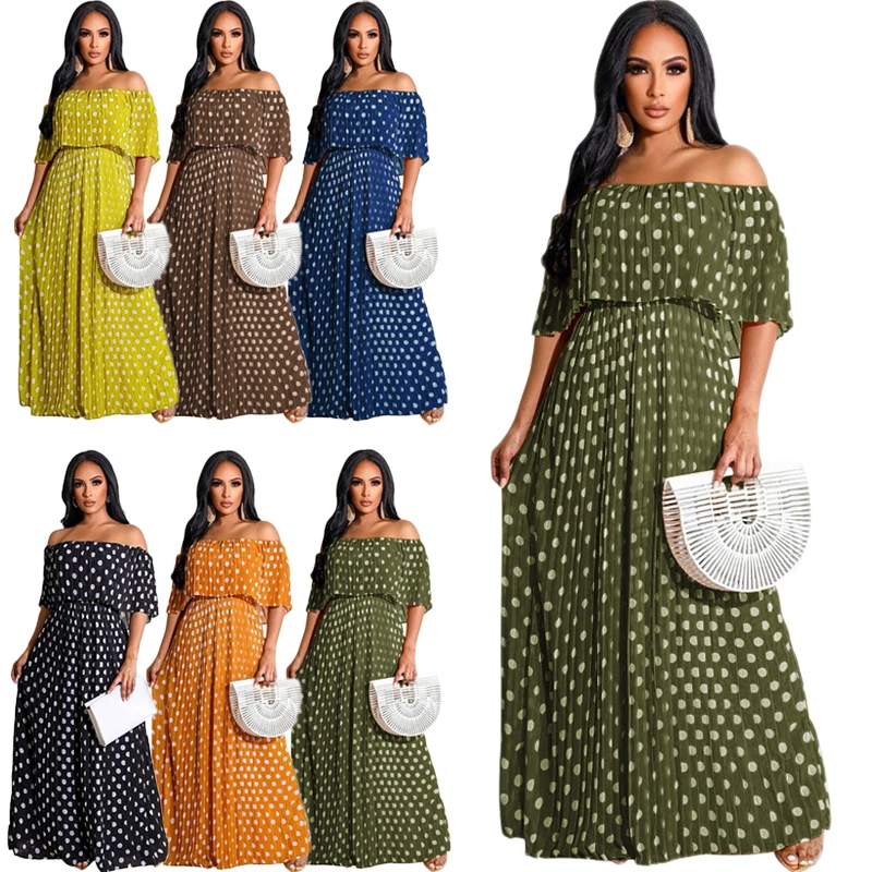 Women Sexy Off Shoulder Dress Polka Dot Print Dress Plus African Dress Ladies Elegant Loose Summer Bohemian Party Maxi Dresses
Women Sexy Off Shoulder Dress Polka Dot Print Dress Plus African Dress Ladies Elegant Loose Summer Bohemian Party Maxi Dresses