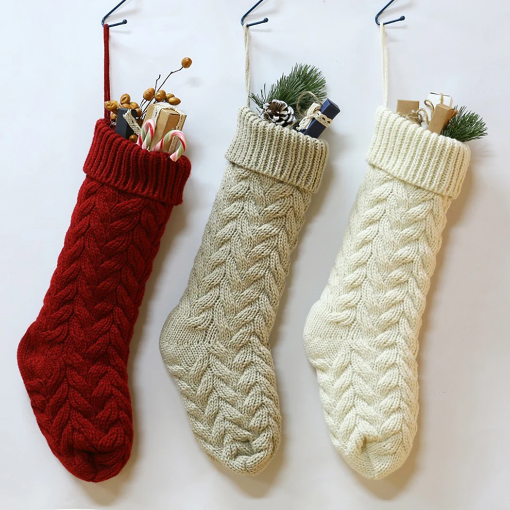 18" Large Size Cable Knit KnittedStocking Christmas Tree Pendant Decorations For Home Xmas Gift Decoration
18" Large Size Cable Knit KnittedStocking Christmas Tree Pendant Decorations For Home Xmas Gift Decoration