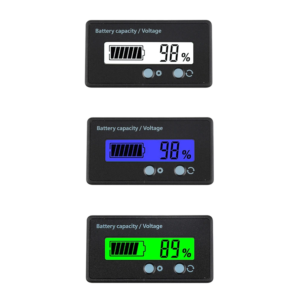 Battery Capacity Indicator DC 6V-73V Lead Acid Lithium LiFePO4 Car Motorcycle Voltmeter Voltage Gauge Green/Blue/White Backlight 
Battery Capacity Indicator DC 6V-73V Lead Acid Lithium LiFePO4 Car Motorcycle Voltmeter Voltage Gauge Green/Blue/White Backlight