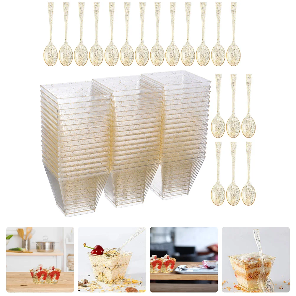 Gold Powder Dessert Cup Compact Mousse Plastic Cups Disposable Tiramisu Delicate Pudding Multi-function Portable Clear
Gold Powder Dessert Cup Compact Mousse Plastic Cups Disposable Tiramisu Delicate Pudding Multi-function Portable Clear