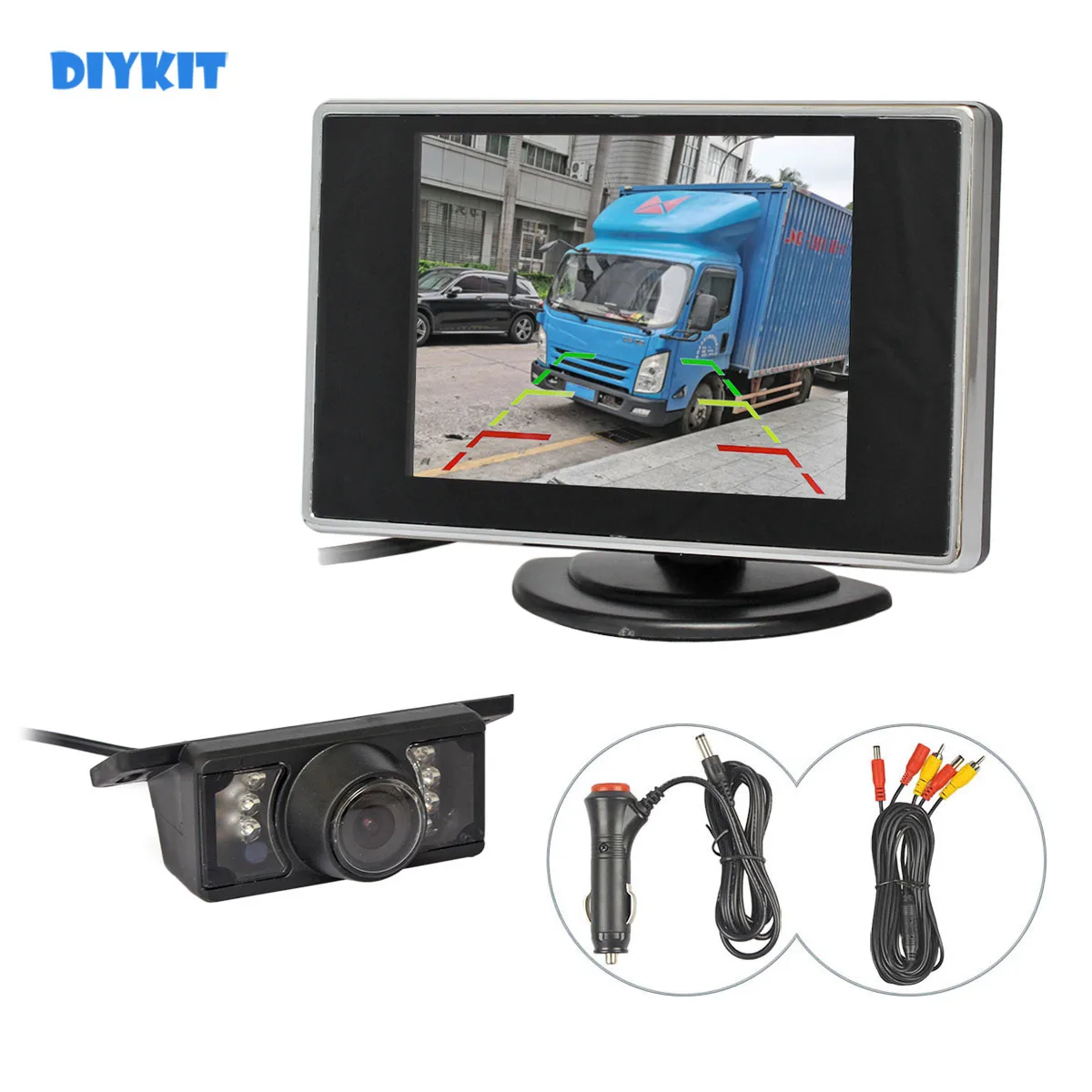 

DIYKIT Wired 3.5inch TFT LCD Car Monitor IR Night Vision Rear View Car Camera Kit Reversing Camera Parking Assistance System