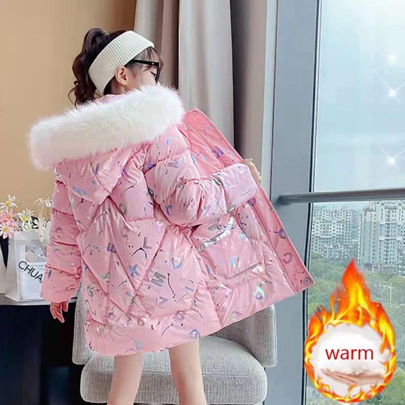 Winter Children's Cotton Padded Coat Solid Color Medium Long Down Jacket Girls Thicken Warm Kids Fur Hooded Parka Clothes
Winter Children's Cotton Padded Coat Solid Color Medium Long Down Jacket Girls Thicken Warm Kids Fur Hooded Parka Clothes