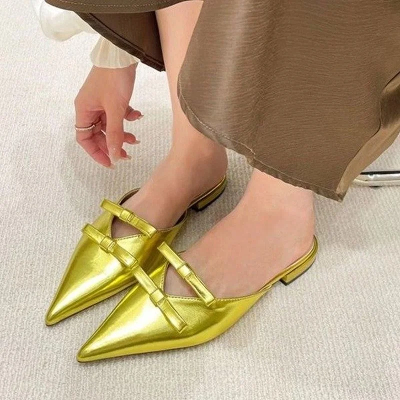 Женские туфли с бантом-бабочкой, серебристые, золотистые туфли на низком каблуке, сандалии с острым носком на плоской подошве, обувь для вып...
Женские туфли с бантом-бабочкой, серебристые, золотистые туфли на низком каблуке, сандалии с острым носком на плоской подошве, обувь для вып...