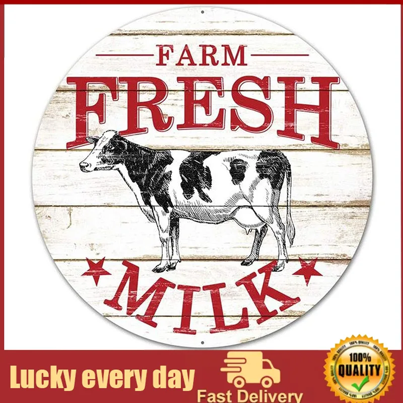 Xiddxu Round Metal Tin Sign Rustic Wall Decor Farmer's Market Fresh Milk Sign with Cow 12x12inch metal decor wall decoration
Xiddxu Round Metal Tin Sign Rustic Wall Decor Farmer's Market Fresh Milk Sign with Cow 12x12inch metal decor wall decoration