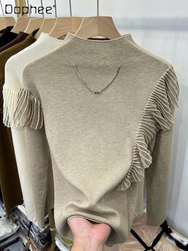 Half Turtleneck Pleated Ruffled Knitted Top for Women 2022 Autumn and Winter New Elegant Slim Thick Sweater Bottoming T Shirt
Half Turtleneck Pleated Ruffled Knitted Top for Women 2022 Autumn and Winter New Elegant Slim Thick Sweater Bottoming T Shirt