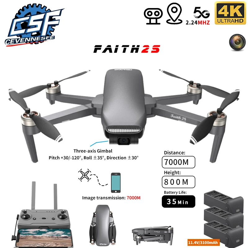 C-FLY Faith 2S GPS Drone 4K Professional HD Camera 3 Axis Gimbal 5G Wifi FPV Drone Foldable RC Quadcopter Toy VS DJI Mini 2 
C-FLY Faith 2S GPS Drone 4K Professional HD Camera 3 Axis Gimbal 5G Wifi FPV Drone Foldable RC Quadcopter Toy VS DJI Mini 2