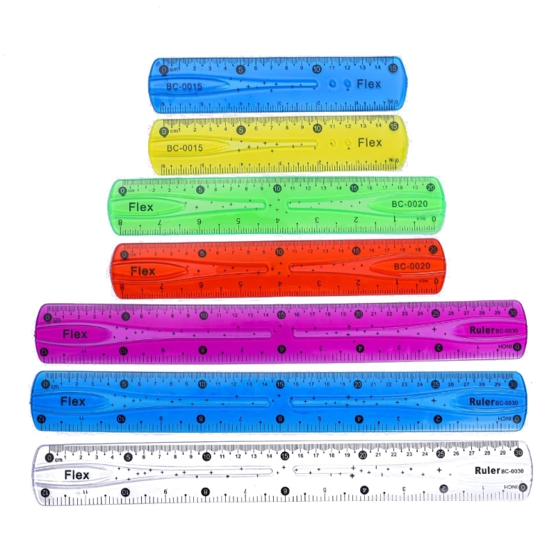 

Color Flexible Ruler, Soft Bendable Plastic Clear Rulers, Shatterproof Safety Kids School Supplies for School and Office 594A