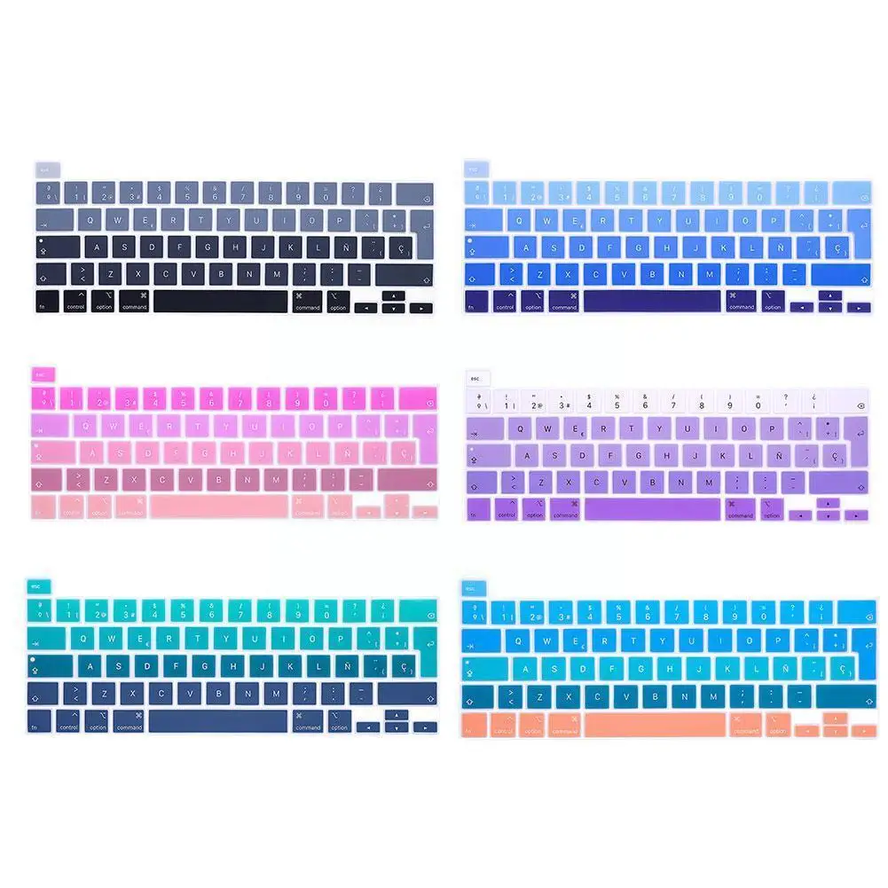 

Силиконовая обложка для клавиатуры с испанской раскладкой радужного цвета для MacBook New Pro 16 2019 A2141 M1 Chip A2338/A2251/A2289 2020 + C9B5