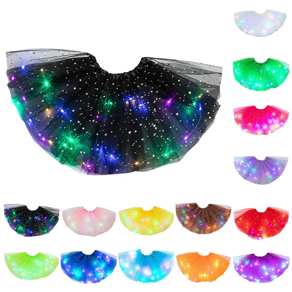LED Glowing Light Kids Tulle Star Skirt Short Princess Tutu Skirts Fairy Ballet Stage Dance Short Dress For Kids Birthday Gifts
LED Glowing Light Kids Tulle Star Skirt Short Princess Tutu Skirts Fairy Ballet Stage Dance Short Dress For Kids Birthday Gifts