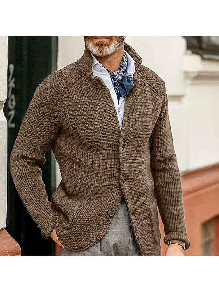 Men's Autumn and Winter Standing Collar Cardigan Suit Casual Thickened Knit Solid Color Jacket
Men's Autumn and Winter Standing Collar Cardigan Suit Casual Thickened Knit Solid Color Jacket