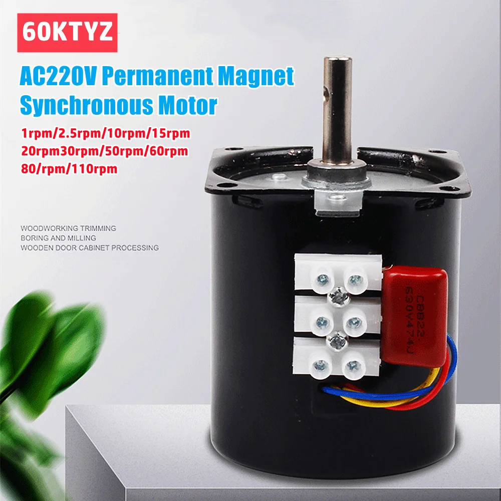 60KTYZ Permanent Magnet Synchronous MOTOR AC220V 14W Low Speed MOTOR Forward Reverse Gear MOTOR 1/5/10/15/20/30/50/60/80/110rpm
60KTYZ Permanent Magnet Synchronous MOTOR AC220V 14W Low Speed MOTOR Forward Reverse Gear MOTOR 1/5/10/15/20/30/50/60/80/110rpm