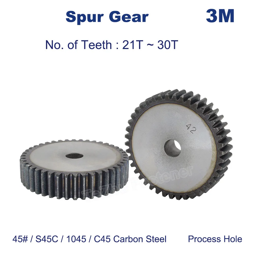 Spur Gear 3M 21T~30T Flat Gear Cylindrical Gear Outer External Gears Metal Transmission Gear No Step 45# S45C 1045 C45 Steel
Spur Gear 3M 21T~30T Flat Gear Cylindrical Gear Outer External Gears Metal Transmission Gear No Step 45# S45C 1045 C45 Steel