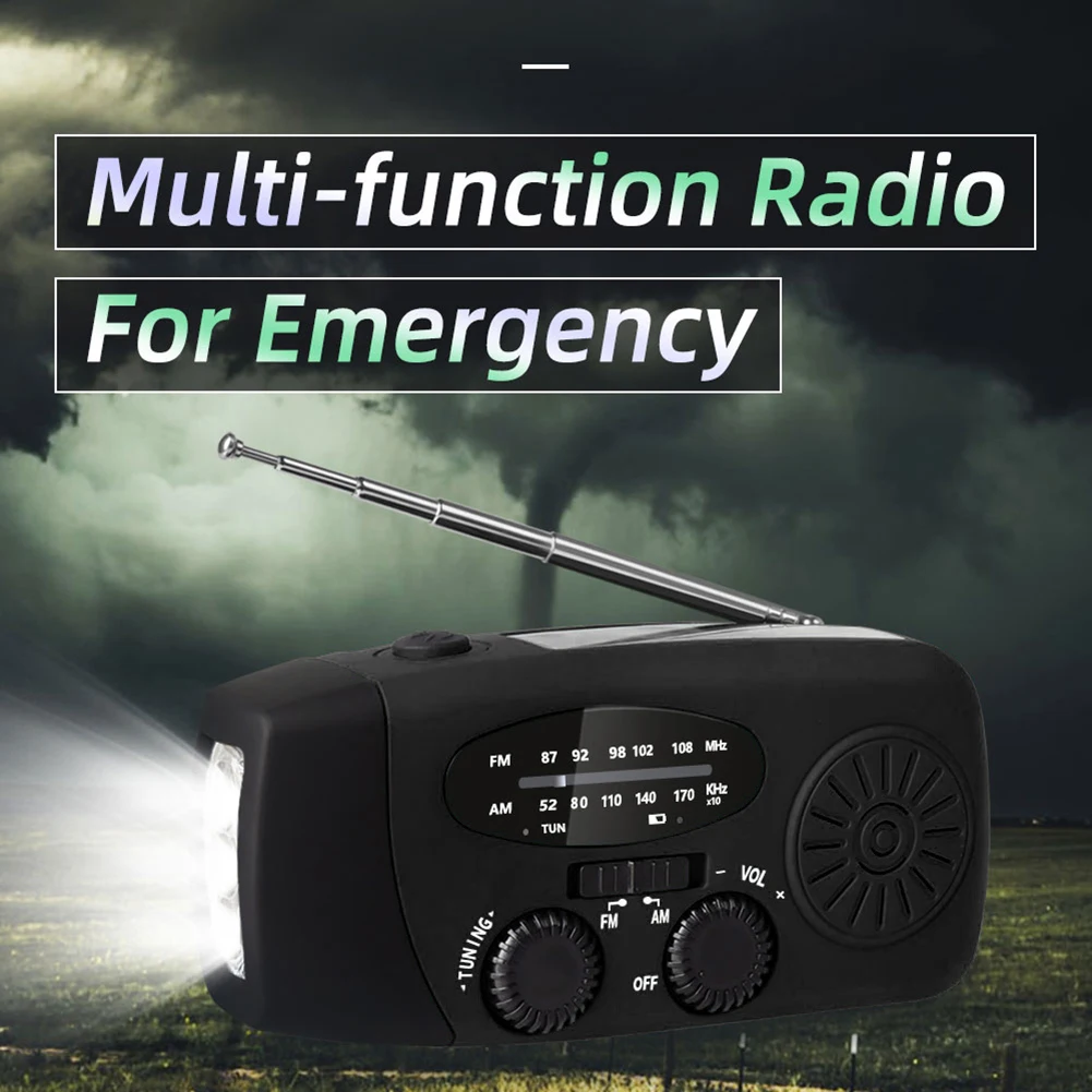 1200mAh Hand radio Solar Crank Dynamo Powered AM/FM Weather Radio 3 LED Lights Flashlight Power Bank USB Charger AM FM
1200mAh Hand radio Solar Crank Dynamo Powered AM/FM Weather Radio 3 LED Lights Flashlight Power Bank USB Charger AM FM