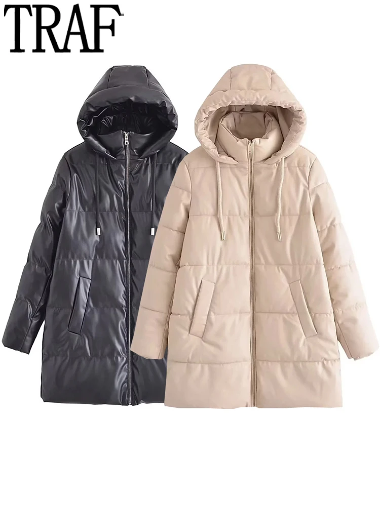 TRAF Black Faux Leather Jacket Women Beige Long Padded Coat Woman Hooded Winter Woman Coat 2022 Very Warm Heavy Quilted Jacket
TRAF Black Faux Leather Jacket Women Beige Long Padded Coat Woman Hooded Winter Woman Coat 2022 Very Warm Heavy Quilted Jacket