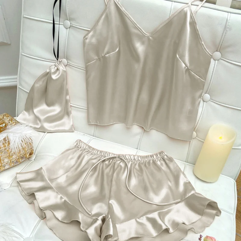 Rayon 2PCS Sleepwear With Shorts Women Nightgown Pajamas Set V-Neck Summer Camisole Suit Loungewear Sexy Casual Home Clothes
Rayon 2PCS Sleepwear With Shorts Women Nightgown Pajamas Set V-Neck Summer Camisole Suit Loungewear Sexy Casual Home Clothes
