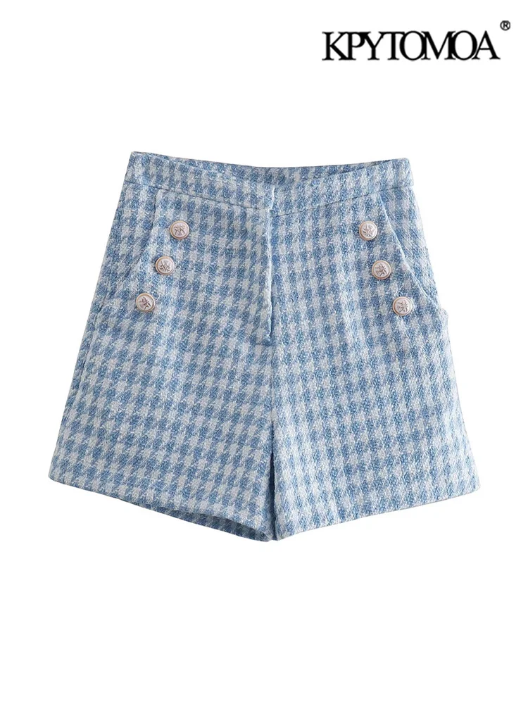 Женские твидовые шорты-бермуды KPYTOMOA, Модные Винтажные Короткие штаны с завышенной талией, на молнии, с пуговицами спереди 
Женские твидовые шорты-бермуды KPYTOMOA, Модные Винтажные Короткие штаны с завышенной талией, на молнии, с пуговицами спереди