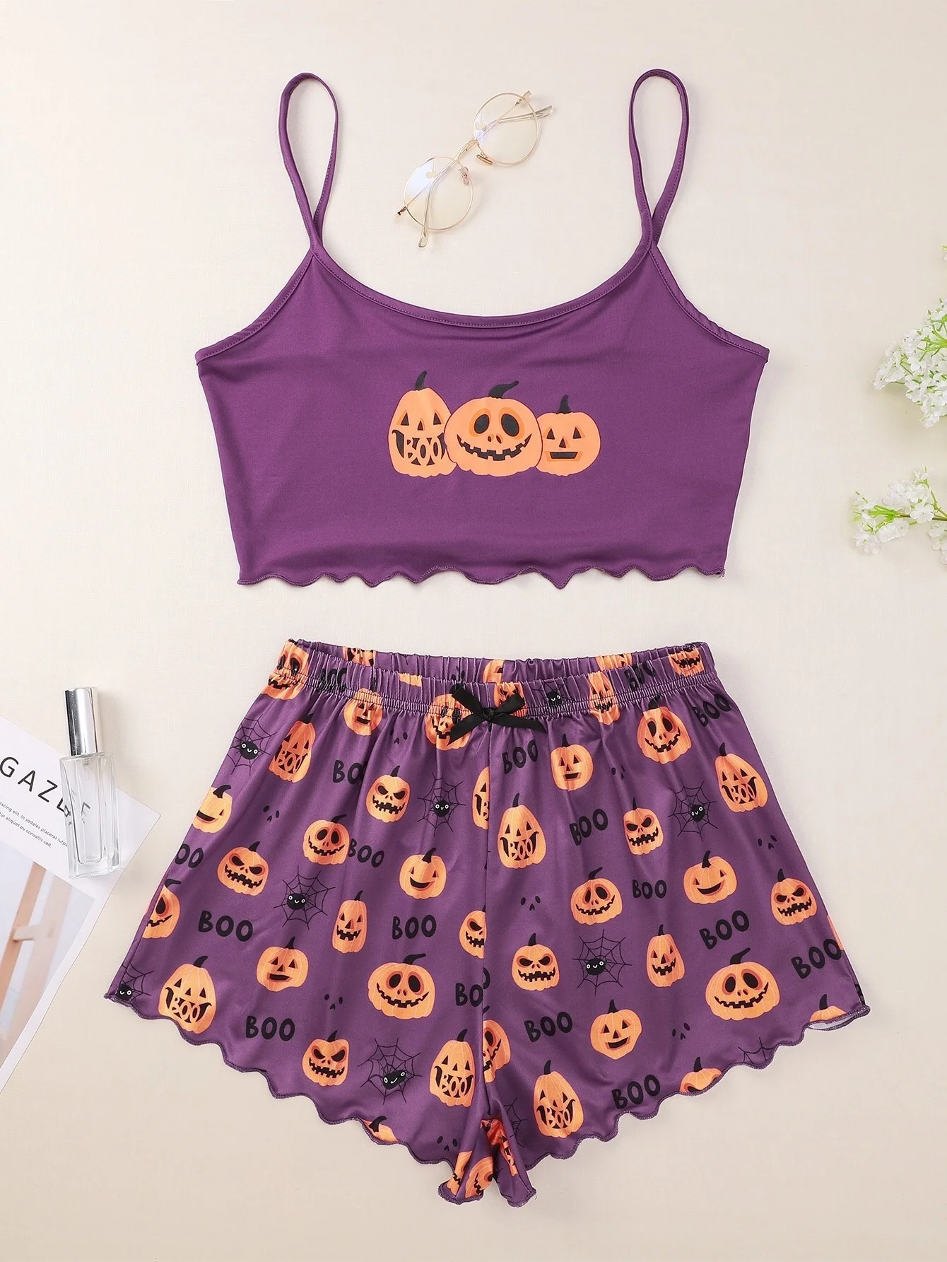 Halloween Women's Sleeveless Vest Elastic Waist Short Pants Pajama Set Pumpkin Print Camisole With Shorts Sleepwear Home Wear
Halloween Women's Sleeveless Vest Elastic Waist Short Pants Pajama Set Pumpkin Print Camisole With Shorts Sleepwear Home Wear