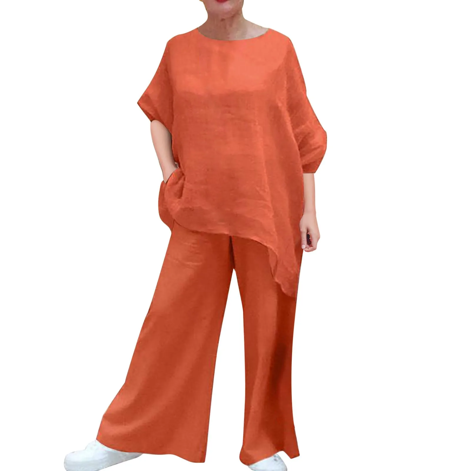 Women Casual Solid Color Suit Summer O-neck Long Sleeve Tops Loose Pants Suits Female Elegant Pockets Oversize Two Pieces Set
Women Casual Solid Color Suit Summer O-neck Long Sleeve Tops Loose Pants Suits Female Elegant Pockets Oversize Two Pieces Set