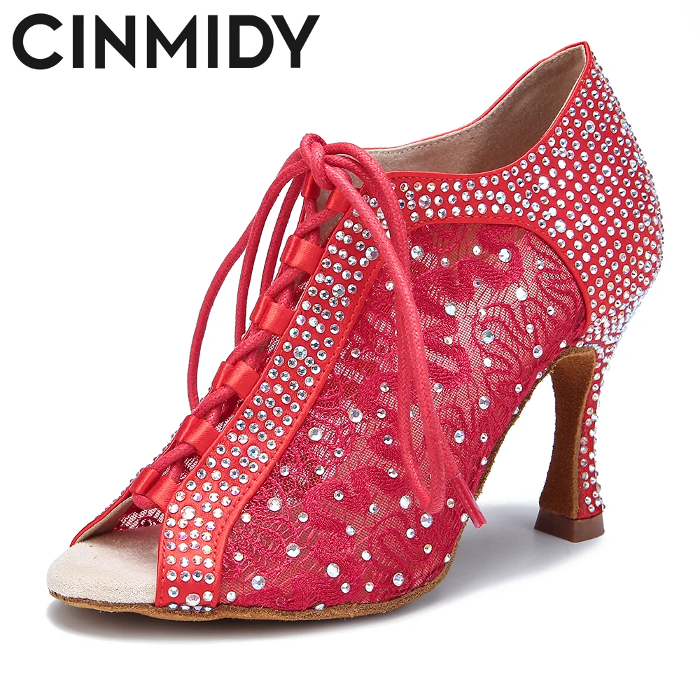 CINMIDY Women's Latin Dance Shoes With Rhinestone Lace Mesh Strap Ballroom Party Performance Shoes Red Women Wedding Shoes
CINMIDY Women's Latin Dance Shoes With Rhinestone Lace Mesh Strap Ballroom Party Performance Shoes Red Women Wedding Shoes