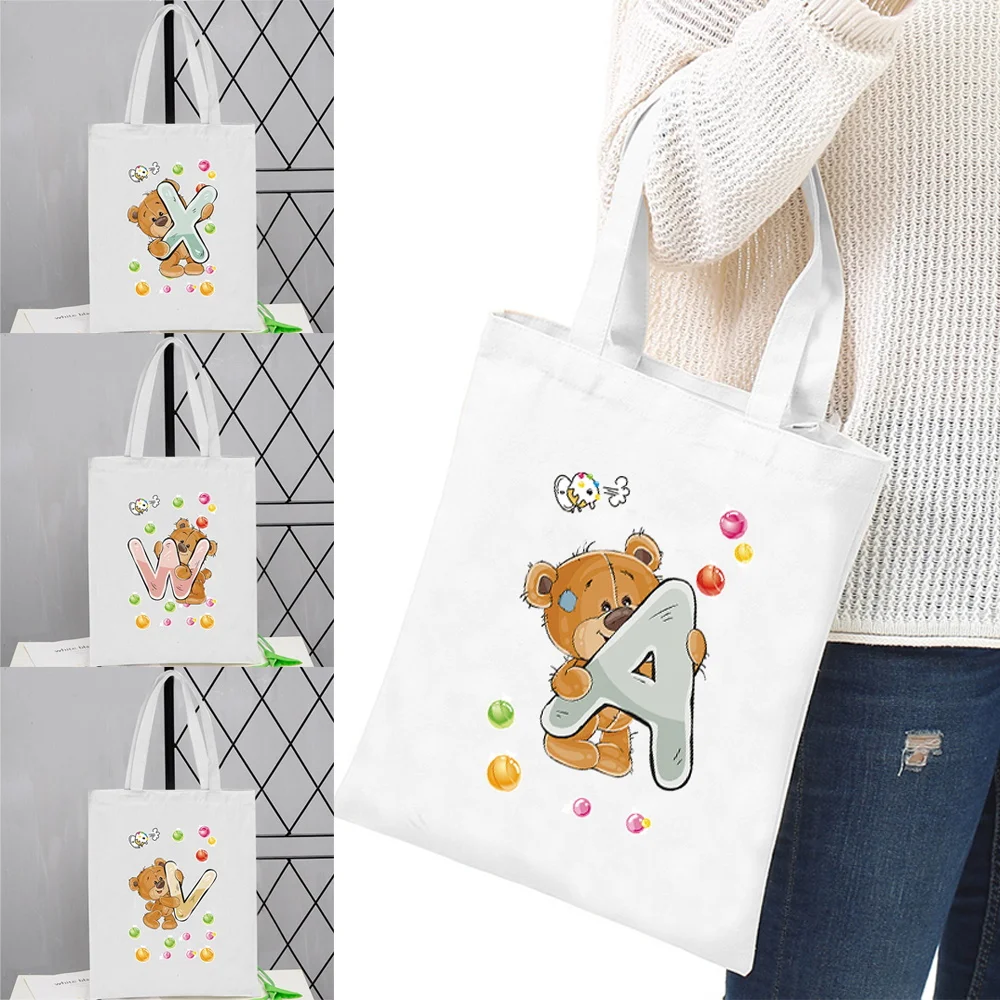 New Women Canvas Shoulder Shopping Bag Foldable Bear 26 Letters Printed Eco Handbag Tote Reusable Grocery Organizer Shopper Bags
New Women Canvas Shoulder Shopping Bag Foldable Bear 26 Letters Printed Eco Handbag Tote Reusable Grocery Organizer Shopper Bags