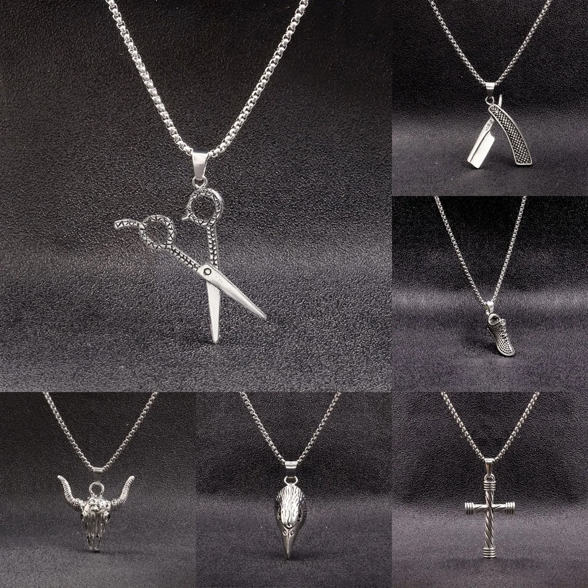 Punk Hip Hop Gothic Pendant Mens Necklace Scissors Cross Eagle's Head Bull Head Shoes Stainless Steel Chain Unisex Jewelry Gifts
Punk Hip Hop Gothic Pendant Mens Necklace Scissors Cross Eagle's Head Bull Head Shoes Stainless Steel Chain Unisex Jewelry Gifts