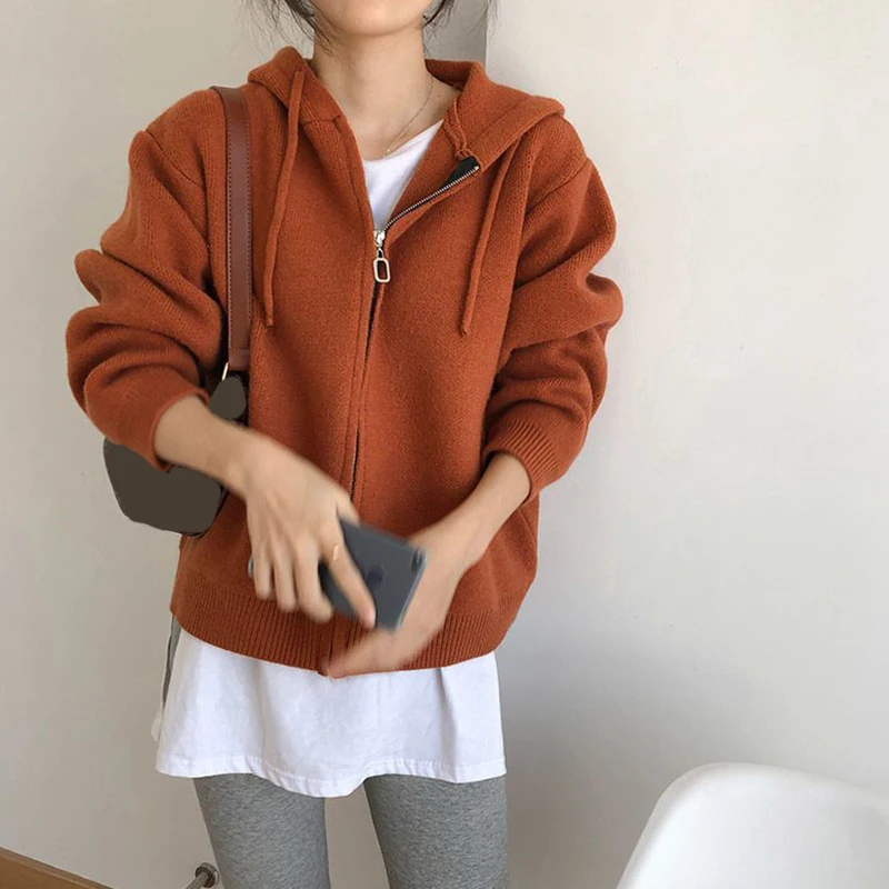 Корейский вязаный кардиган с капюшоном, женский зимний свитер на молнии с длинным рукавом 2022, пальто, женские однотонные свободные кардиган...
Корейский вязаный кардиган с капюшоном, женский зимний свитер на молнии с длинным рукавом 2022, пальто, женские однотонные свободные кардиган...