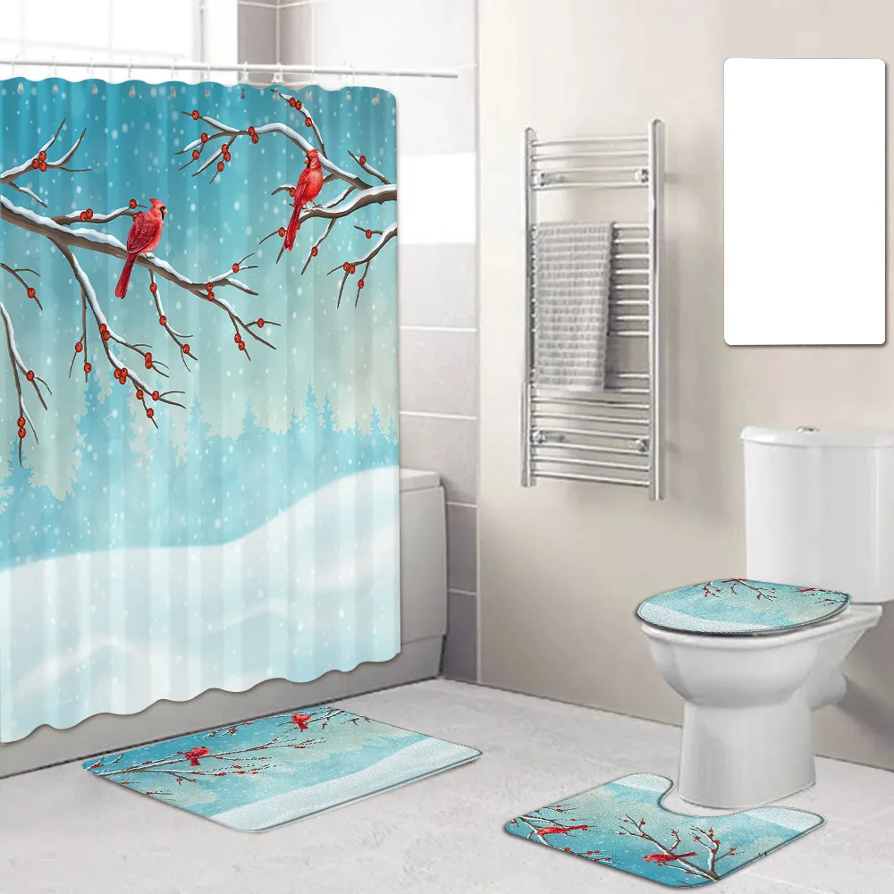 Forest Bird Bathroom Shower Curtain Sets Branch Red Berry Snow Winter Landscape Home Decor Rug Bath Mats Non-Slip Toilet Lid Mat
Forest Bird Bathroom Shower Curtain Sets Branch Red Berry Snow Winter Landscape Home Decor Rug Bath Mats Non-Slip Toilet Lid Mat