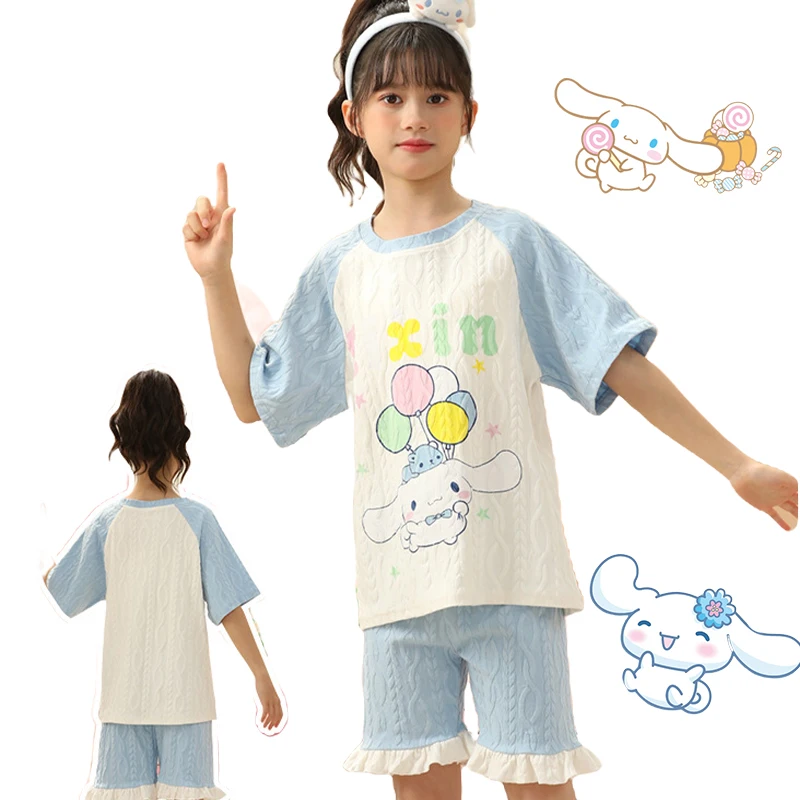 Kawaii Sanrio Kuromi Nightdress Cinnamoroll Student Anime Summer Home Clothes Cute Short-Sleeved Shorts Suit Baby Toys Girls
Kawaii Sanrio Kuromi Nightdress Cinnamoroll Student Anime Summer Home Clothes Cute Short-Sleeved Shorts Suit Baby Toys Girls
