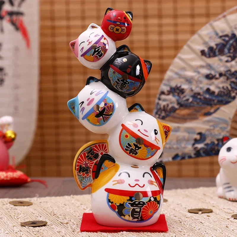22 см керамическая башня Дармамы японский фарфор Maneki Neko Lucky Cat Коллекционная