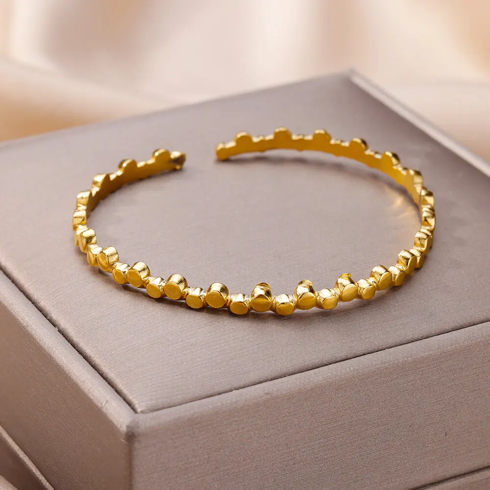 Stainels Steel Stack Beads Bangle Bracelet For Women Vintage Gold Plated Geometric Cuff Bracelets Femme Jewelry pulseras mujer
Stainels Steel Stack Beads Bangle Bracelet For Women Vintage Gold Plated Geometric Cuff Bracelets Femme Jewelry pulseras mujer