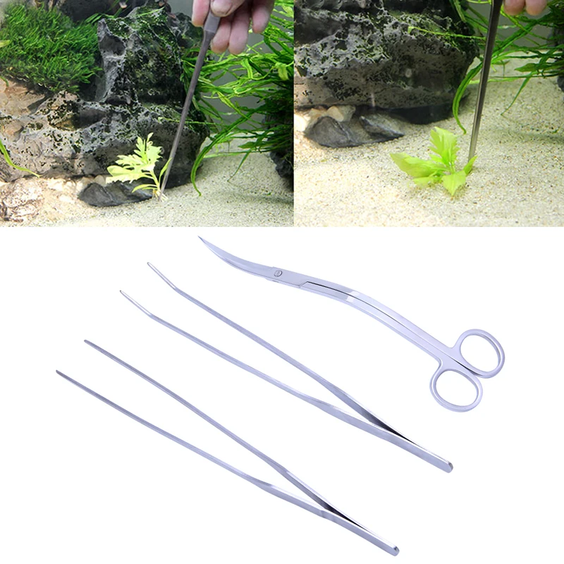 

D0JA 3 в 1 аквариумные водные живые растения с длинной ручкой Пинцет Ножницы Набор инструментов для отделки