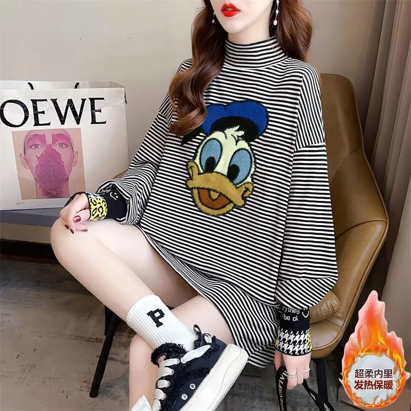Donald Duck Stripe Keep Warm Jacket Disney Fleece Half Turtleneck Fleece Kawaii Cartoon Thicken Inside Embroidery Female
Donald Duck Stripe Keep Warm Jacket Disney Fleece Half Turtleneck Fleece Kawaii Cartoon Thicken Inside Embroidery Female