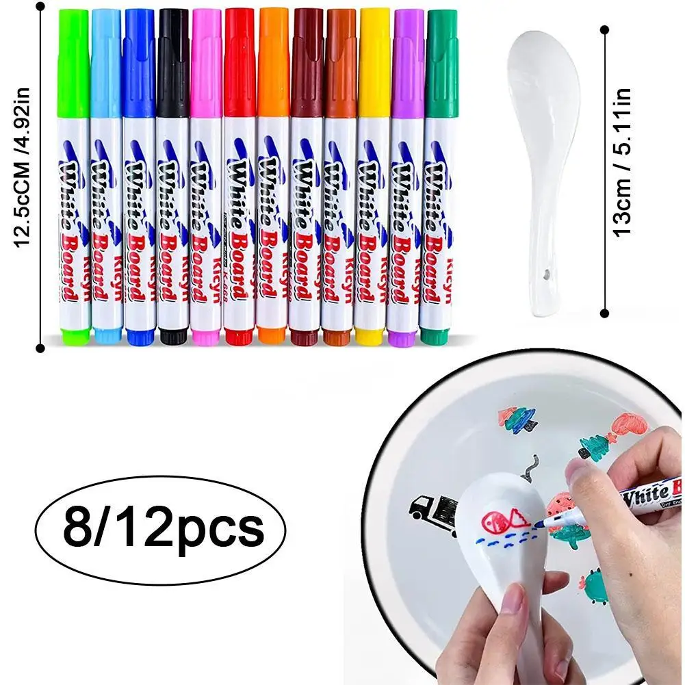

8/12Pcs Magical Water Painting Pen Floating Doodle Whiteboard Markers Kids Toys DIY Drawing Early Education Art Supplies