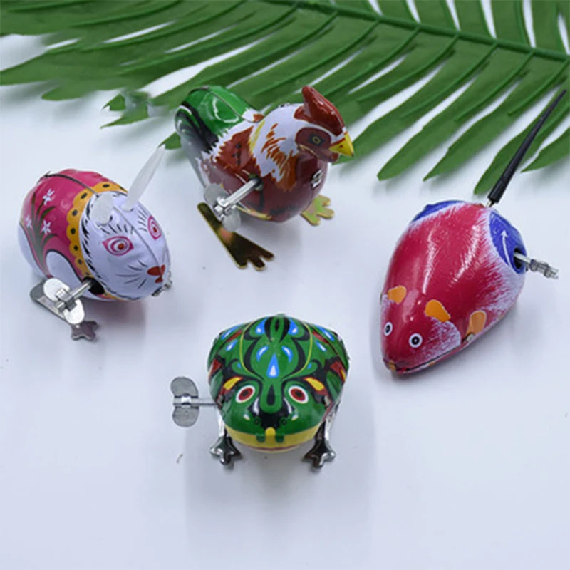 

New Children's Classic Iron Clockwork Toy Jumping Frog Cock Mouse Rabbit Tank Turtle Retro Toy Puzzle Education Children's Gift