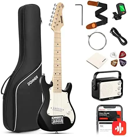 30 Inch Electric Guitar Beginner Kits ST Style Mini Electric Guitar for Boys Girls with Amp, 600D Bag, Tuner, Picks, Cable, Str
30 Inch Electric Guitar Beginner Kits ST Style Mini Electric Guitar for Boys Girls with Amp, 600D Bag, Tuner, Picks, Cable, Str