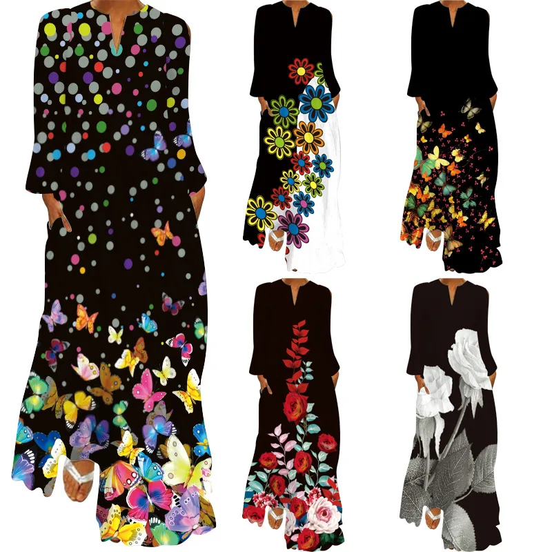 Women's Spring V-Neck Maxi Long Dress 2022 Female Vintage Floral Long Sleeve Casual Elegant Beach Dresses Fashion Vestidos
Women's Spring V-Neck Maxi Long Dress 2022 Female Vintage Floral Long Sleeve Casual Elegant Beach Dresses Fashion Vestidos