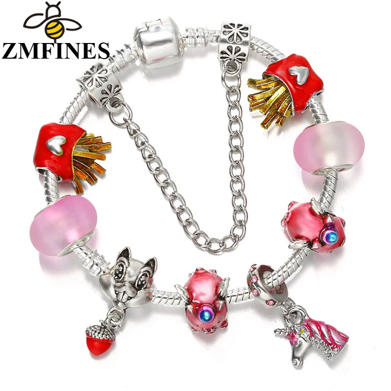 Cartoon Charms Bracelets For Women Children With Snake Chain Pink Little Flying Pig Unicorn DIY Charms Beads Pendants Jewelry
Cartoon Charms Bracelets For Women Children With Snake Chain Pink Little Flying Pig Unicorn DIY Charms Beads Pendants Jewelry