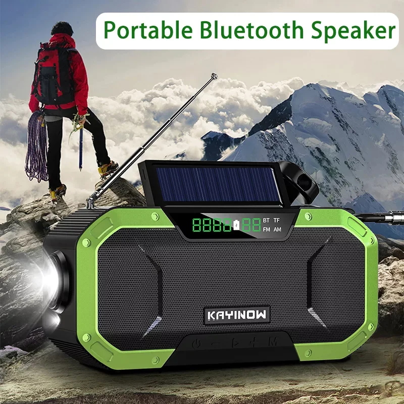 Protable Solar Hand Crank Radio Dynamo Powered Bluetooth Speaker Speakers Weather Radio Use Emergency 5000mAh Power Bank
Protable Solar Hand Crank Radio Dynamo Powered Bluetooth Speaker Speakers Weather Radio Use Emergency 5000mAh Power Bank