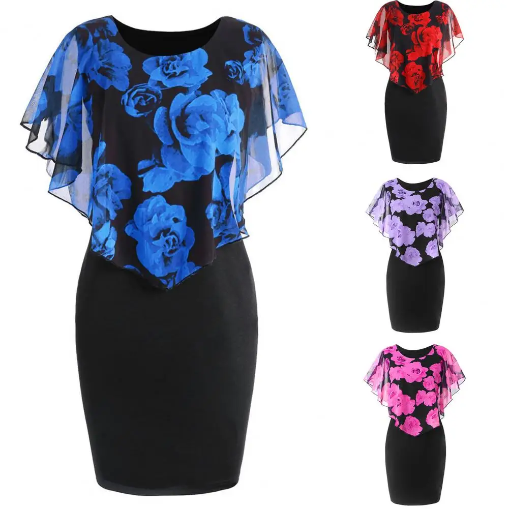 Floral Print Shawl Women Bodycon Dress Comfortable Knee Length Temperament Middle Dress Tight Waist Knee Length Party Dress
Floral Print Shawl Women Bodycon Dress Comfortable Knee Length Temperament Middle Dress Tight Waist Knee Length Party Dress