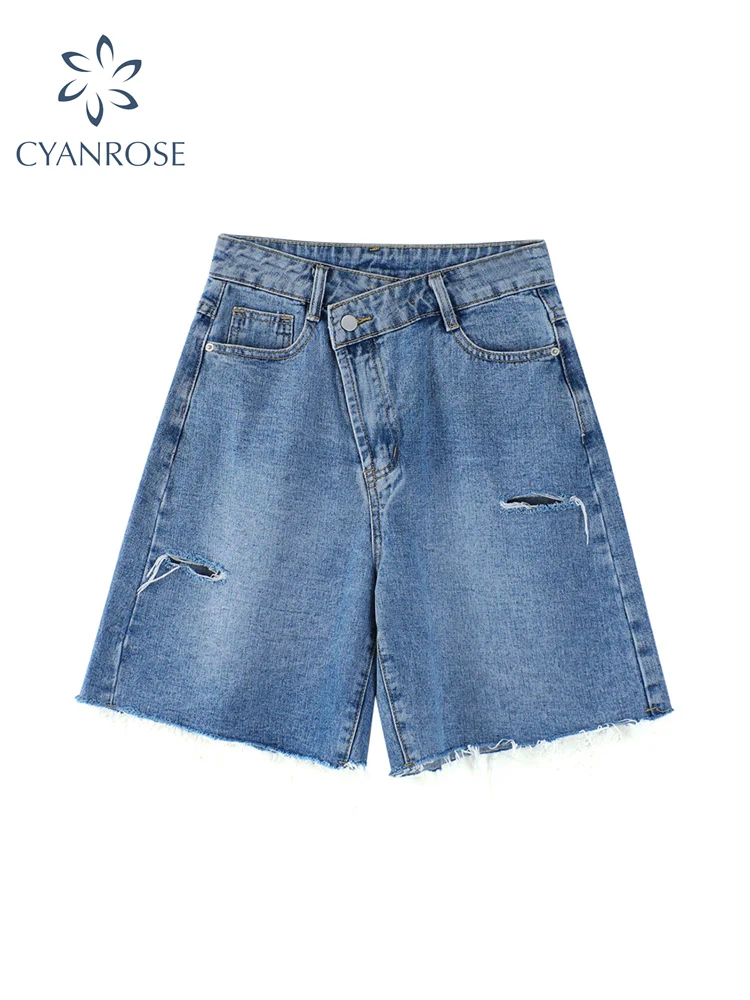 Women's Casual High Waist Straight Jeans Shorts Summer Pockets Loose Female Blue Ripped Denim Shorts Ladies High Street Bottoms
Women's Casual High Waist Straight Jeans Shorts Summer Pockets Loose Female Blue Ripped Denim Shorts Ladies High Street Bottoms