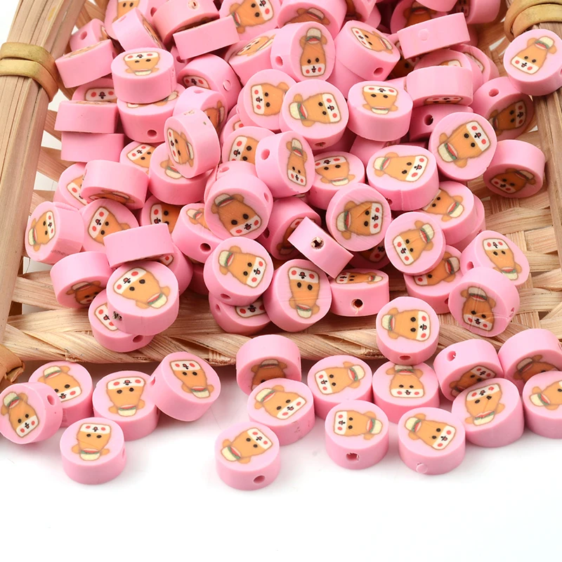 

30Pcs/Lot Cute Flat Round Spacer Beads Polymer Clay Loose Beads for Bracelet Necklace DIY Jewelry Making Wholesale