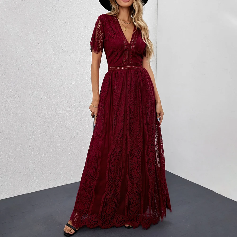 Lace Splice Wihte Long Floor-Length Party Dress Deep V Neck Sexy Summer Dresses Women Hot
Lace Splice Wihte Long Floor-Length Party Dress Deep V Neck Sexy Summer Dresses Women Hot