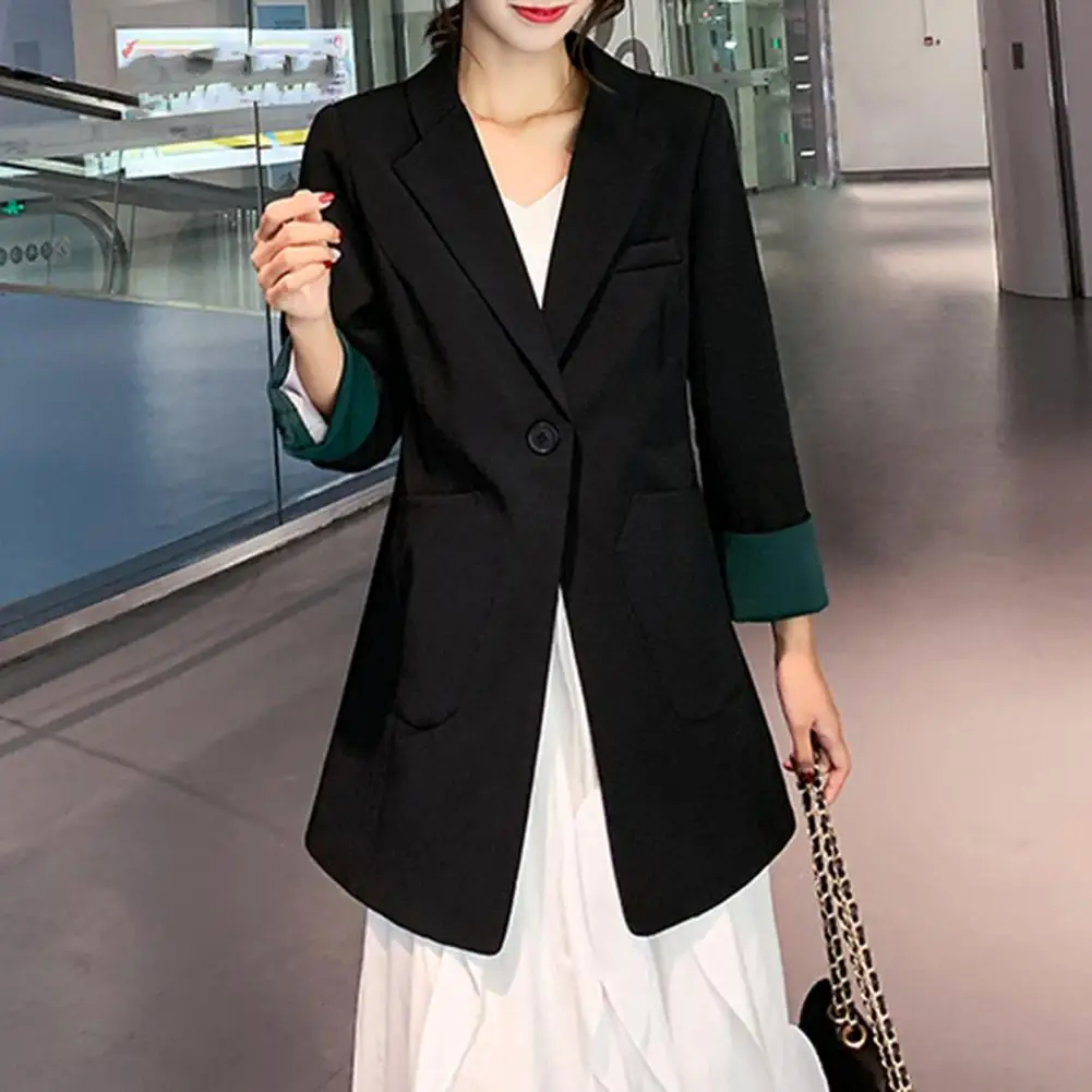 Ladies Suit Coat Elegant Mid-length with Lapel Long Sleeves Big Pockets for Spring Autumn Suit Coat for Women Suit Coat
Ladies Suit Coat Elegant Mid-length with Lapel Long Sleeves Big Pockets for Spring Autumn Suit Coat for Women Suit Coat