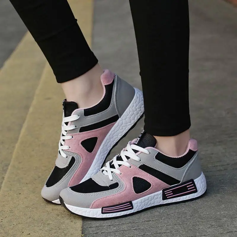 Кроссовки женские спортивные на платформе, на шнуровке, дышащие, Вулканизированная подошва, Повседневная Уличная обувь для бега 
Кроссовки женские спортивные на платформе, на шнуровке, дышащие, Вулканизированная подошва, Повседневная Уличная обувь для бега