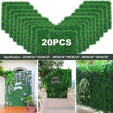 Artificial Plants Grass Wall Panel Boxwood Hedge Greenery UV Protection Green Decor Privacy Fence Backyard Screen Wedding