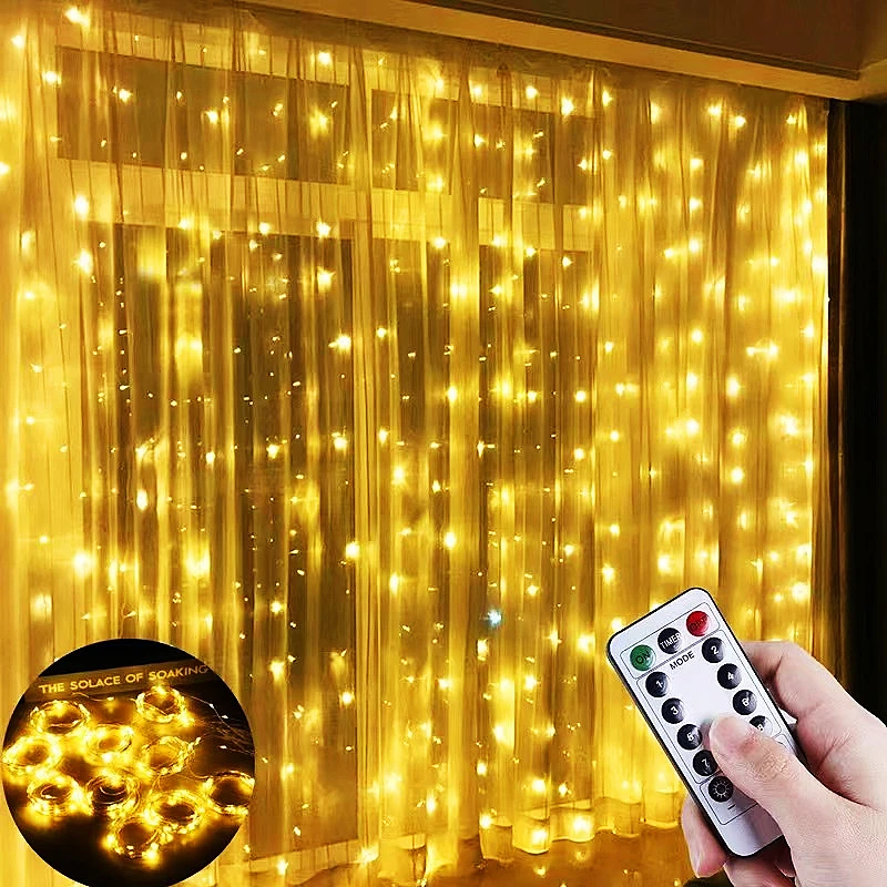 Curtain LED String Lights Garland Festival Decoration 8 Modes USB Remote Control Holiday Wedding Fairy Lights for Bedroom Home
Curtain LED String Lights Garland Festival Decoration 8 Modes USB Remote Control Holiday Wedding Fairy Lights for Bedroom Home
