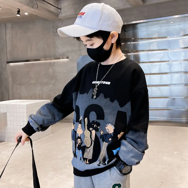 Boys Fall And Winter New Sweatshirt Cartoon Round Neck Long-Sleeved Velvet Thickened Children'S Fried Street Clothes
Boys Fall And Winter New Sweatshirt Cartoon Round Neck Long-Sleeved Velvet Thickened Children'S Fried Street Clothes